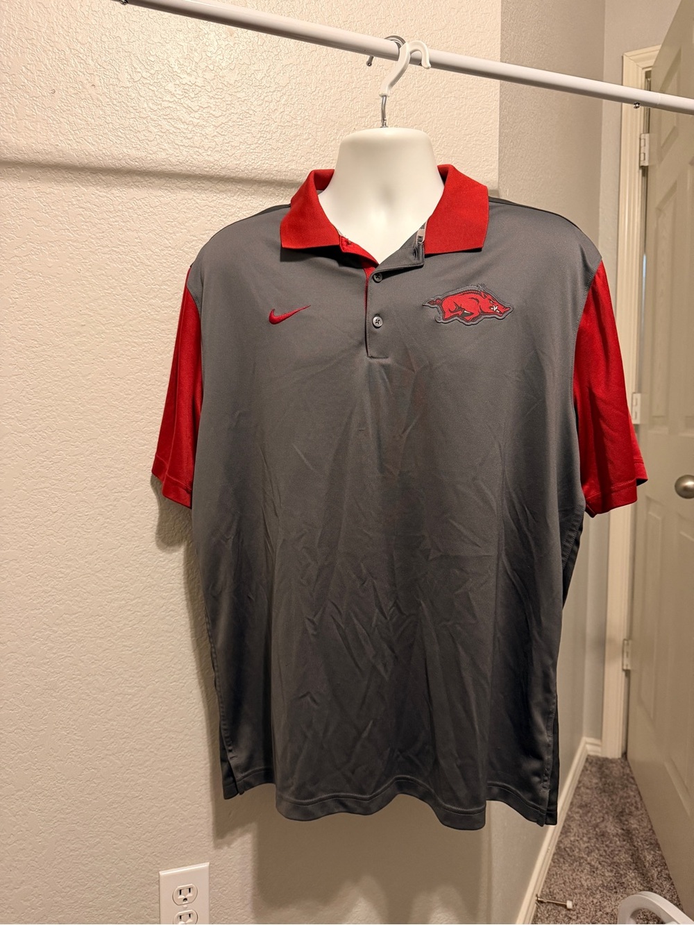 Nike Gray and Red Arkansas Razorbacks Polo